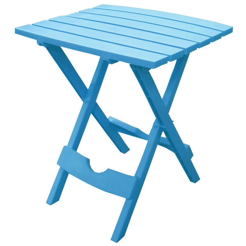 Pool Blue Folding Side Table in Durable Patio Furniture Plastic Resin by HomePacific
