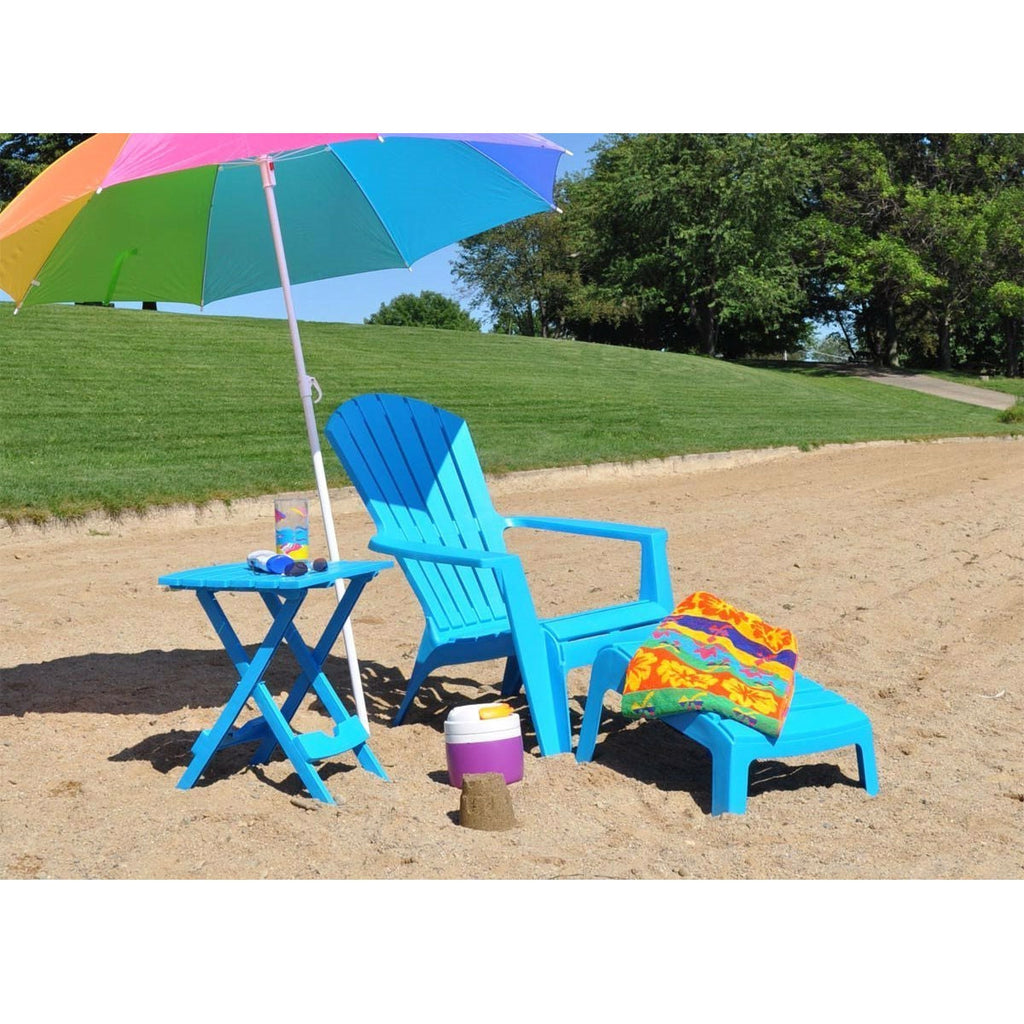 Pool Blue Folding Side Table in Durable Patio Furniture Plastic Resin by HomePacific