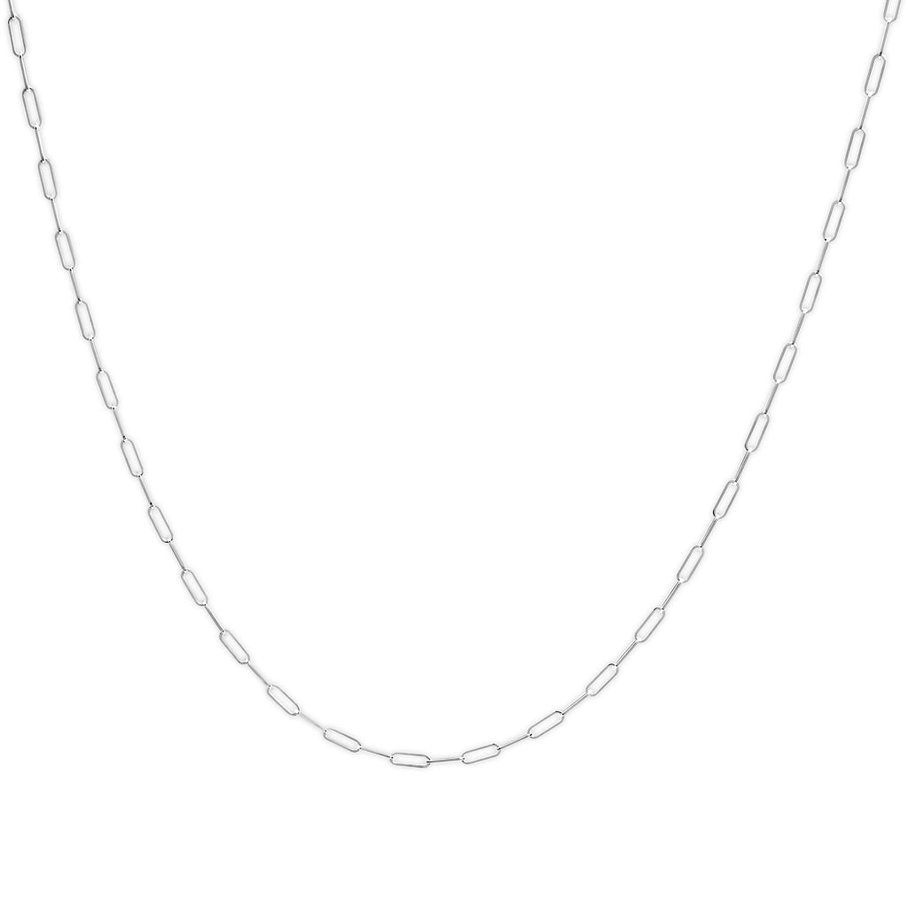 Unisex Solid 14K Gold 2.5mm Paperclip Chain Necklace by Infinite Jewels