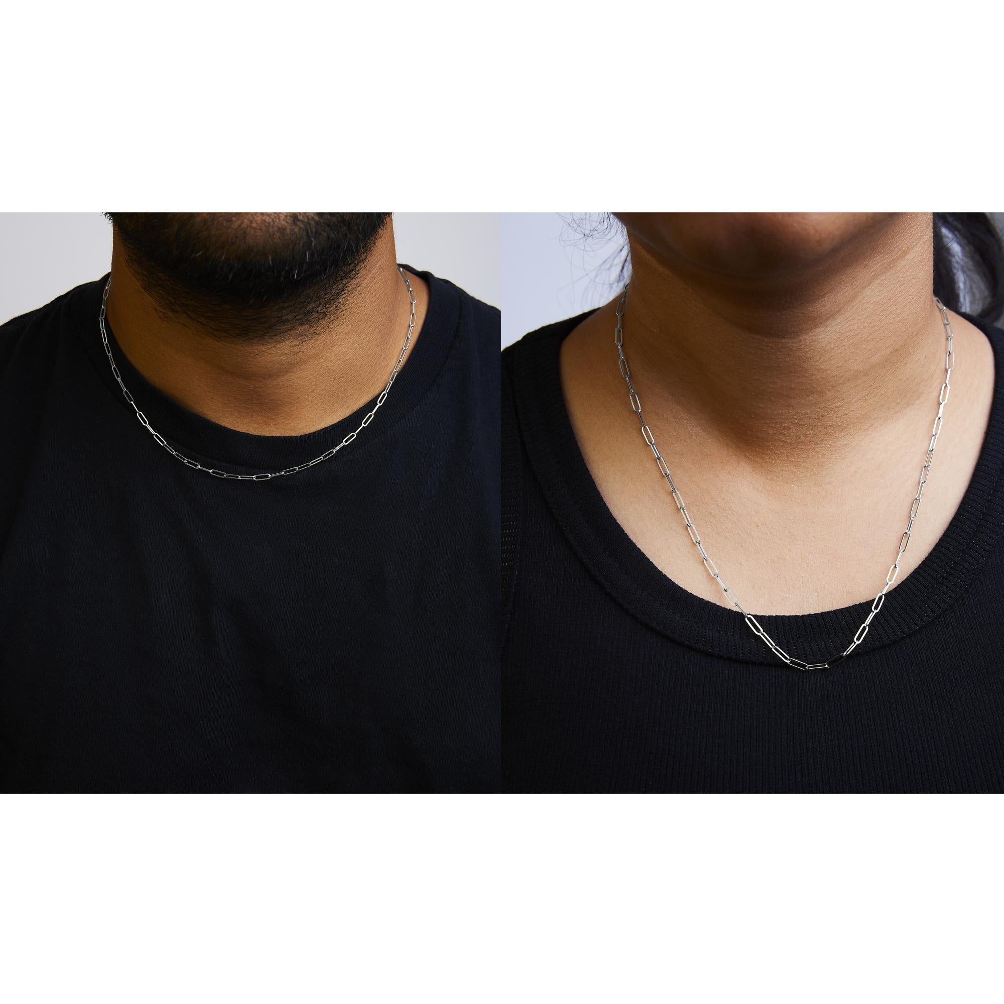 Unisex Solid 14K Gold 2.5mm Paperclip Chain Necklace by Infinite Jewels