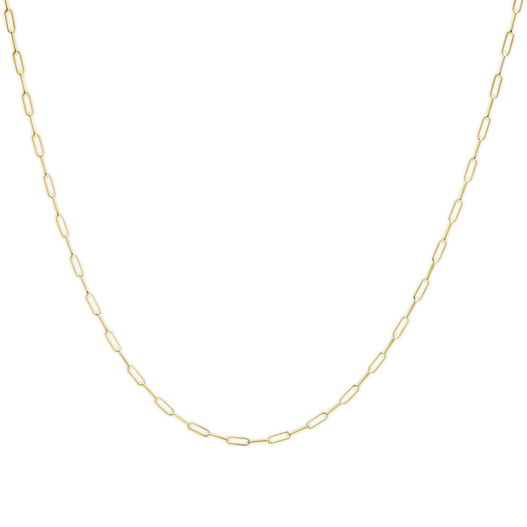 Unisex Solid 14K Gold 2.5mm Paperclip Chain Necklace by Infinite Jewels