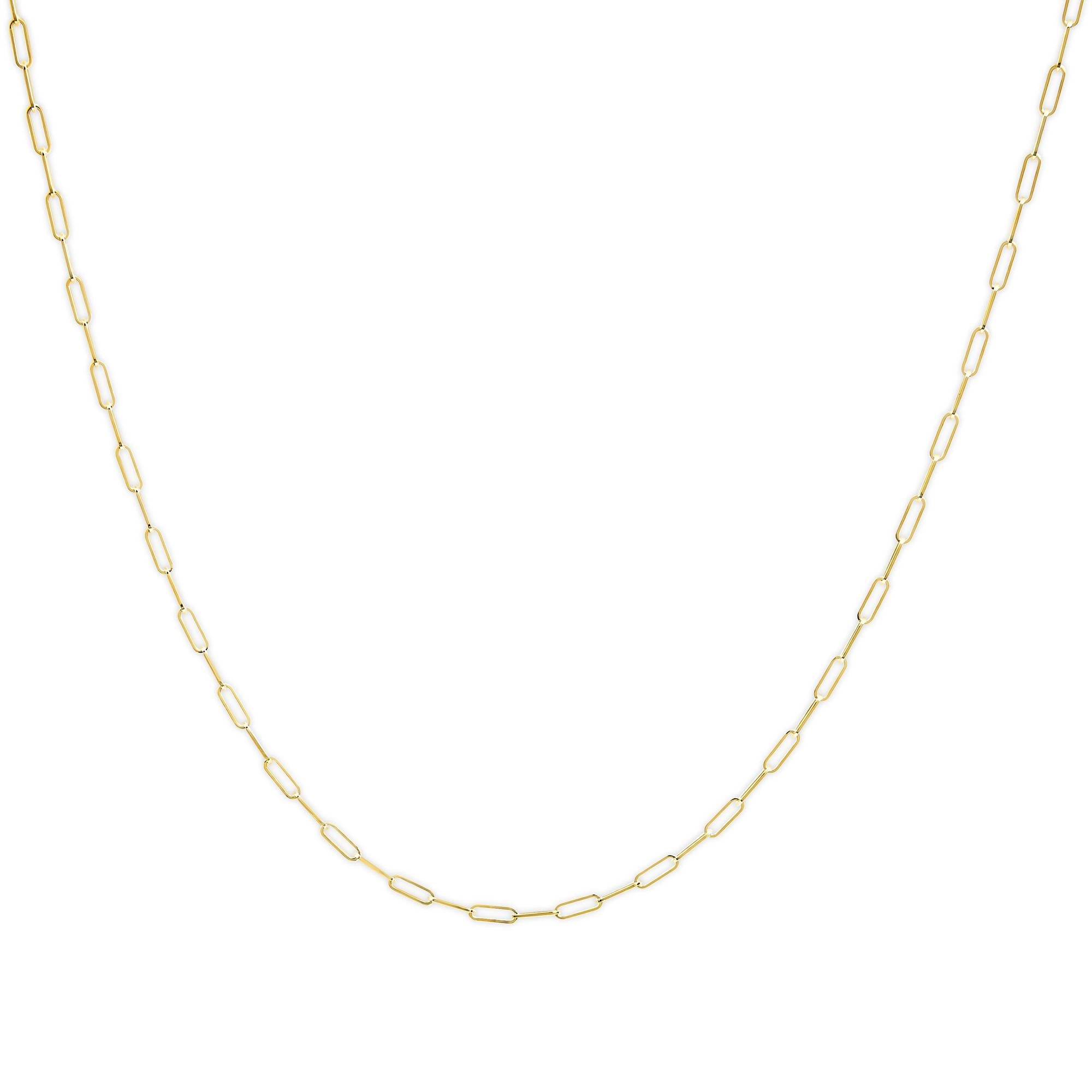 Unisex Solid 14K Gold 2.5mm Paperclip Chain Necklace by Infinite Jewels