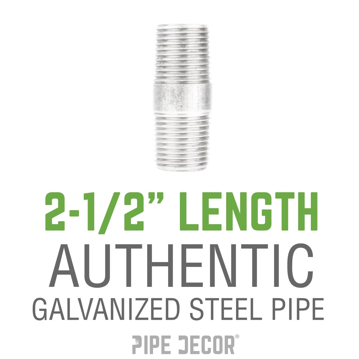 1 1/2 in. x 2 1/2 in. Galvanized Pipe by PIPE DECOR