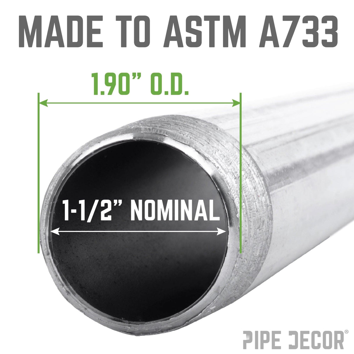 1 1/2 in. x 4 1/2 in. Galvanized Pipe by PIPE DECOR