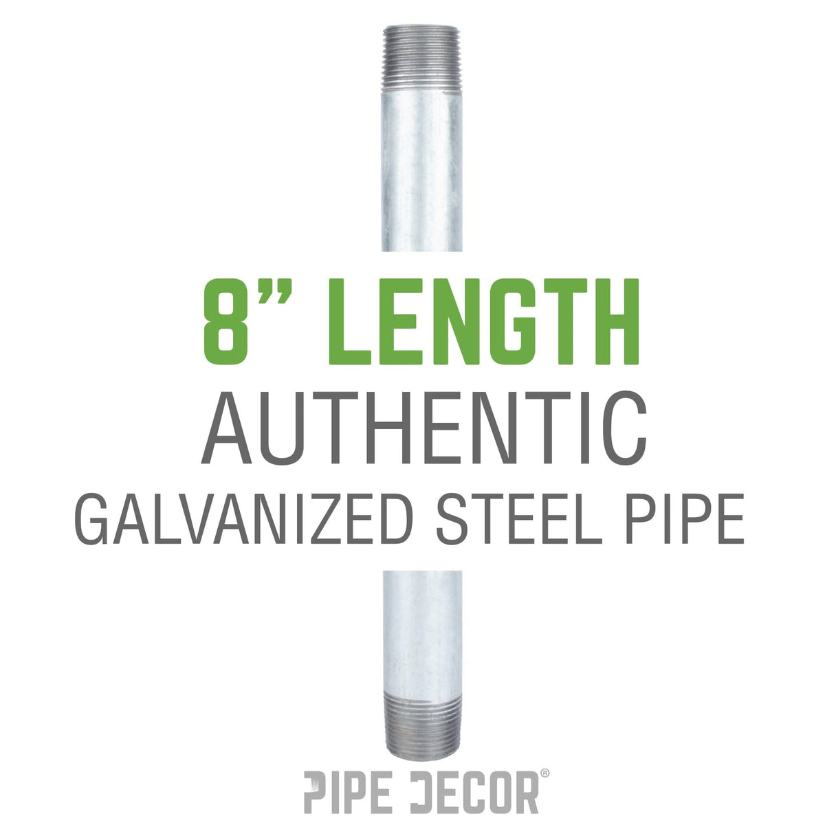 1 1/4 in. x 8 in. Galvanized Pipe by PIPE DECOR