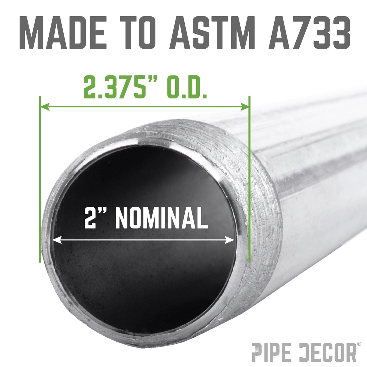 2 in. x 10 in. Galvanized Pipe by PIPE DECOR