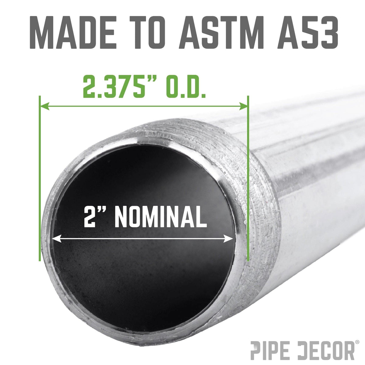 2 in. x 60 in. Galvanized Pipe by PIPE DECOR