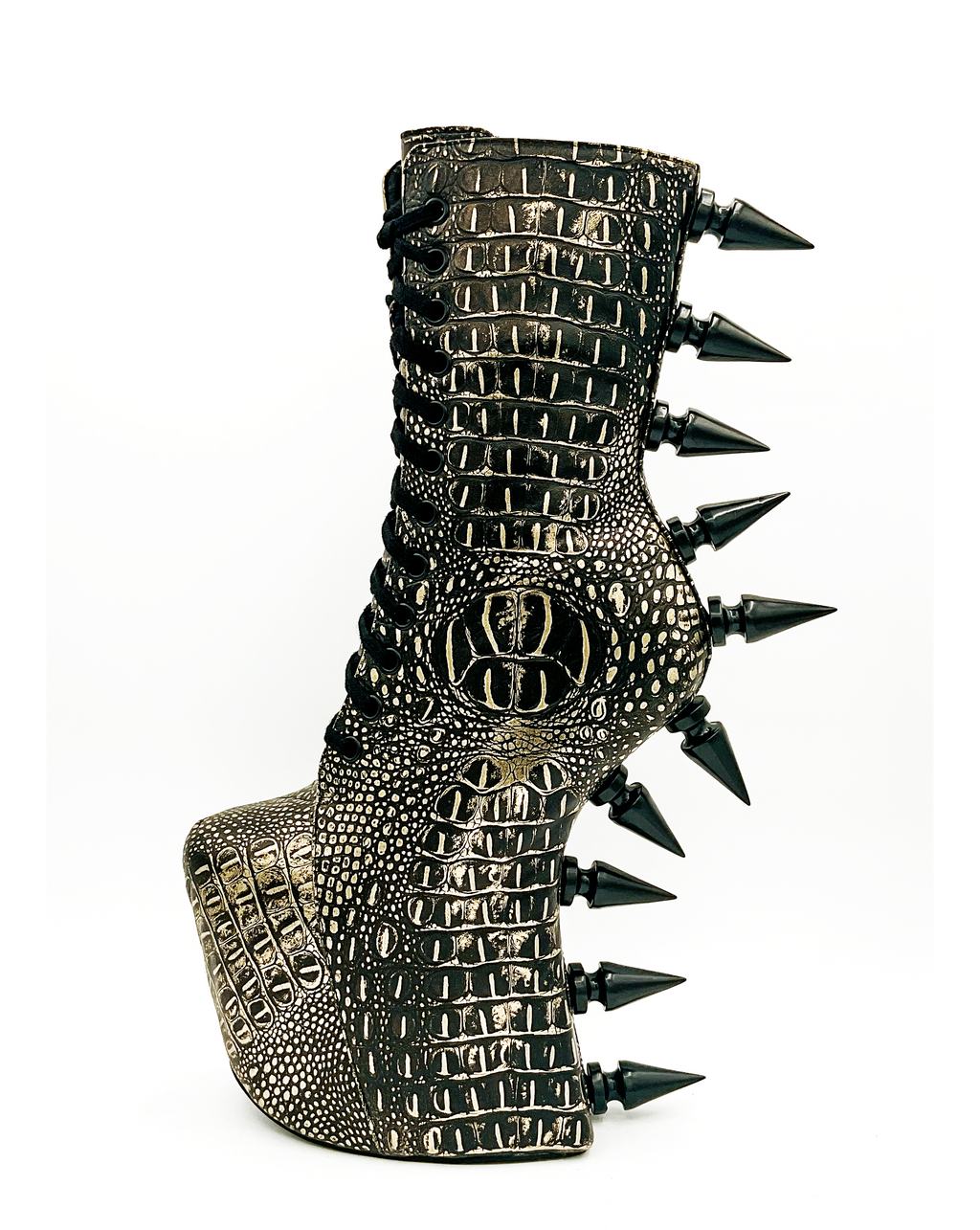 Prehistoric Gold Platform Boot by Charla Tedrick