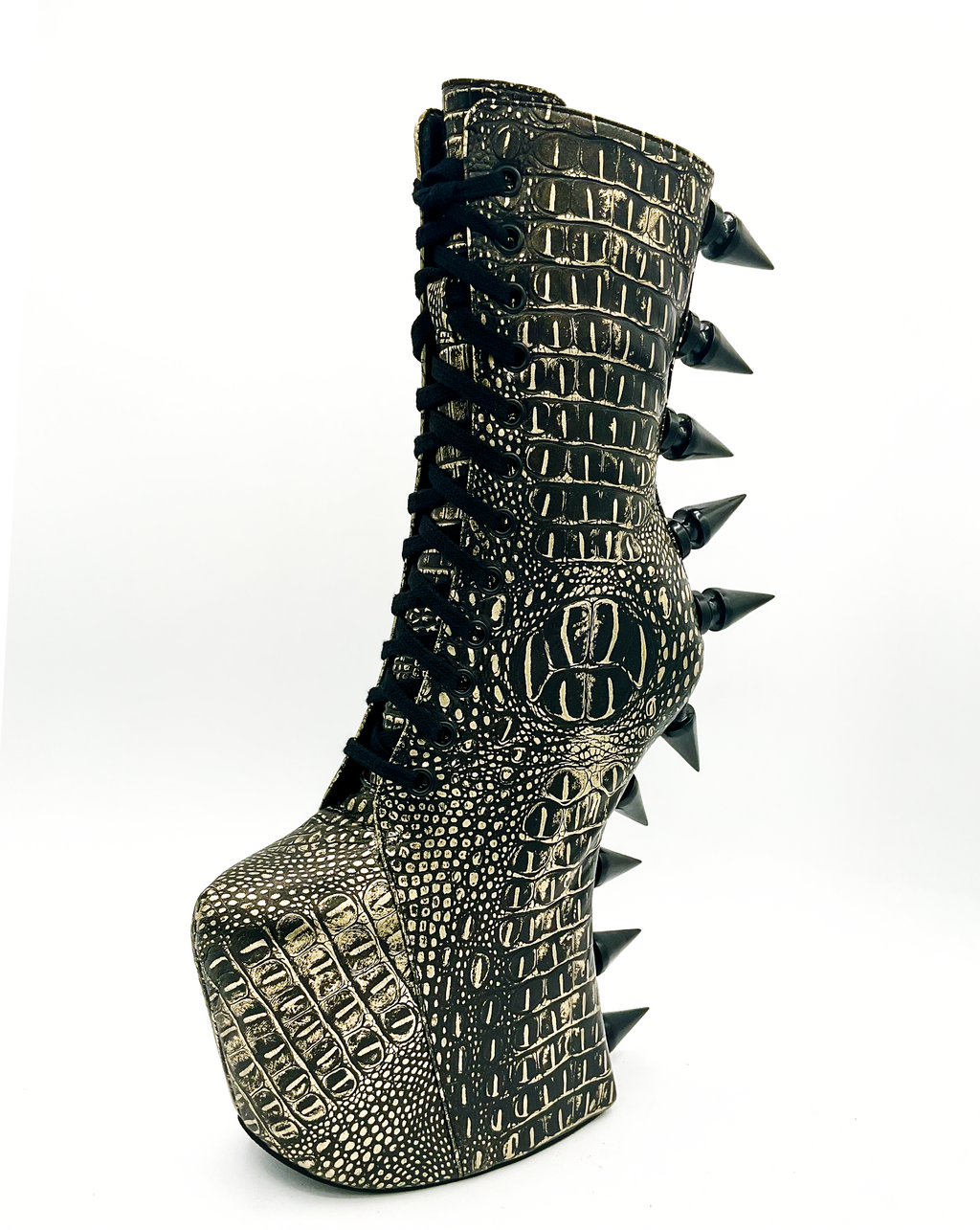 Prehistoric Gold Platform Boot by Charla Tedrick