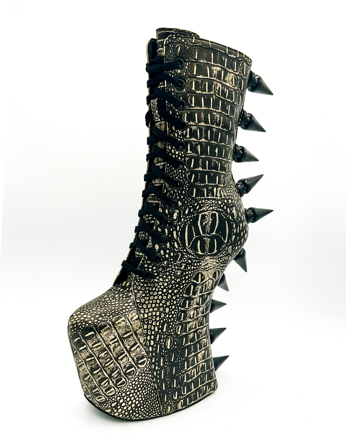 Prehistoric Gold Platform Boot by Charla Tedrick