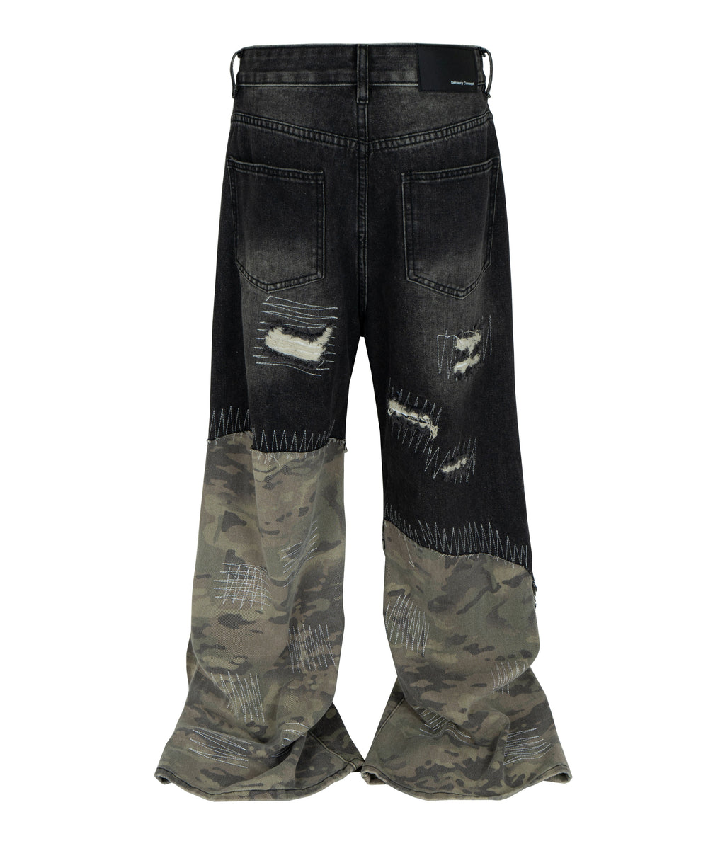 NOIR SCAB CAMO FLARE DENIM by UNDEVELOPED