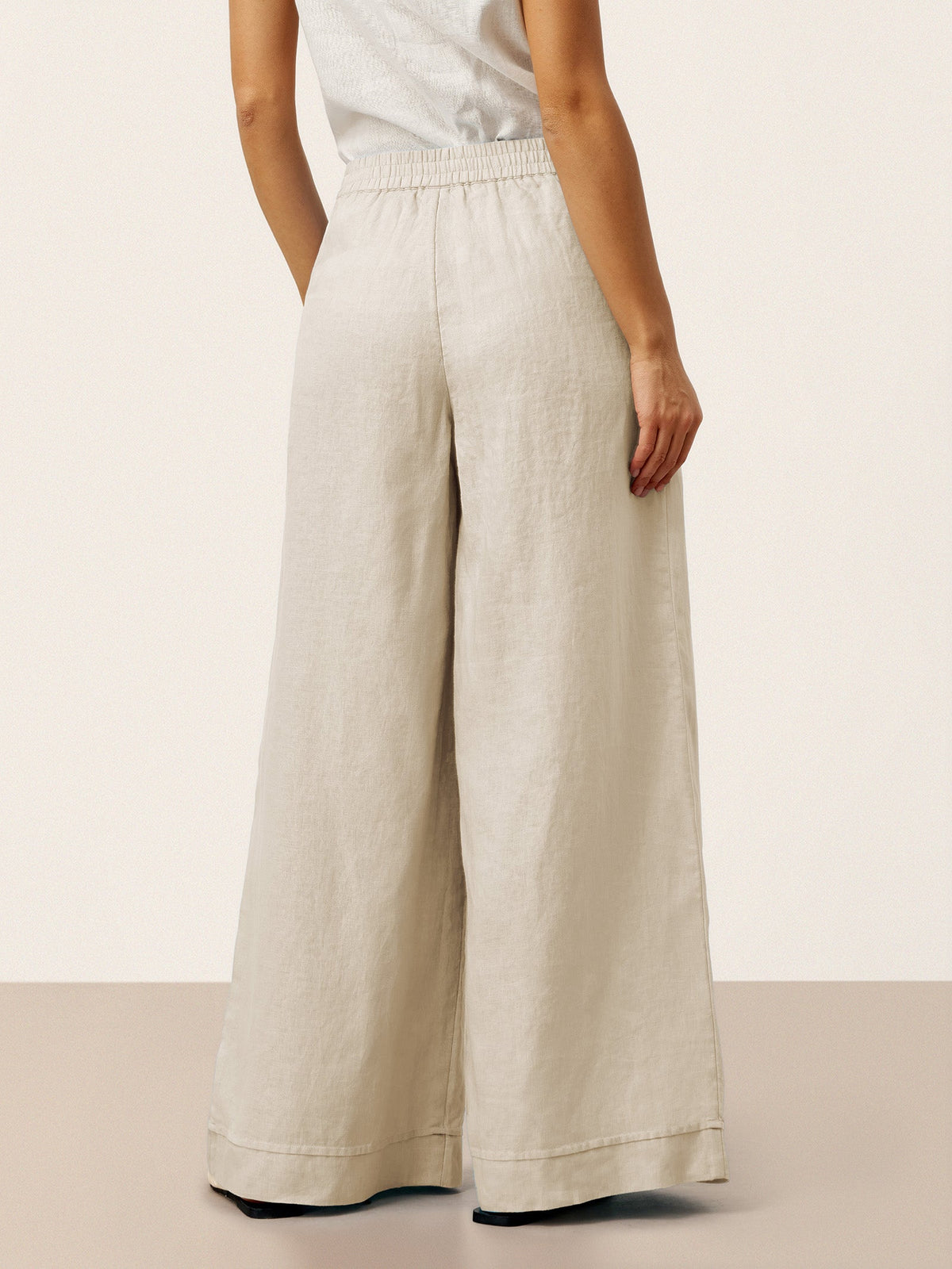 100% Linen Sculpted Pleat Elasticated Back Relaxed Pants VERIDIANA by LINTICO