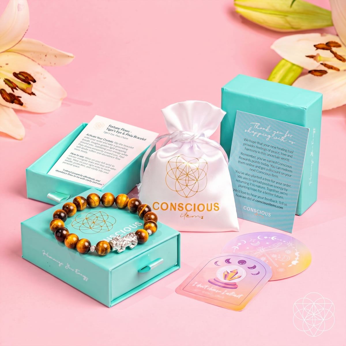 Fortune Flows - Tiger’s Eye & Pixiu Bracelet by Conscious Items