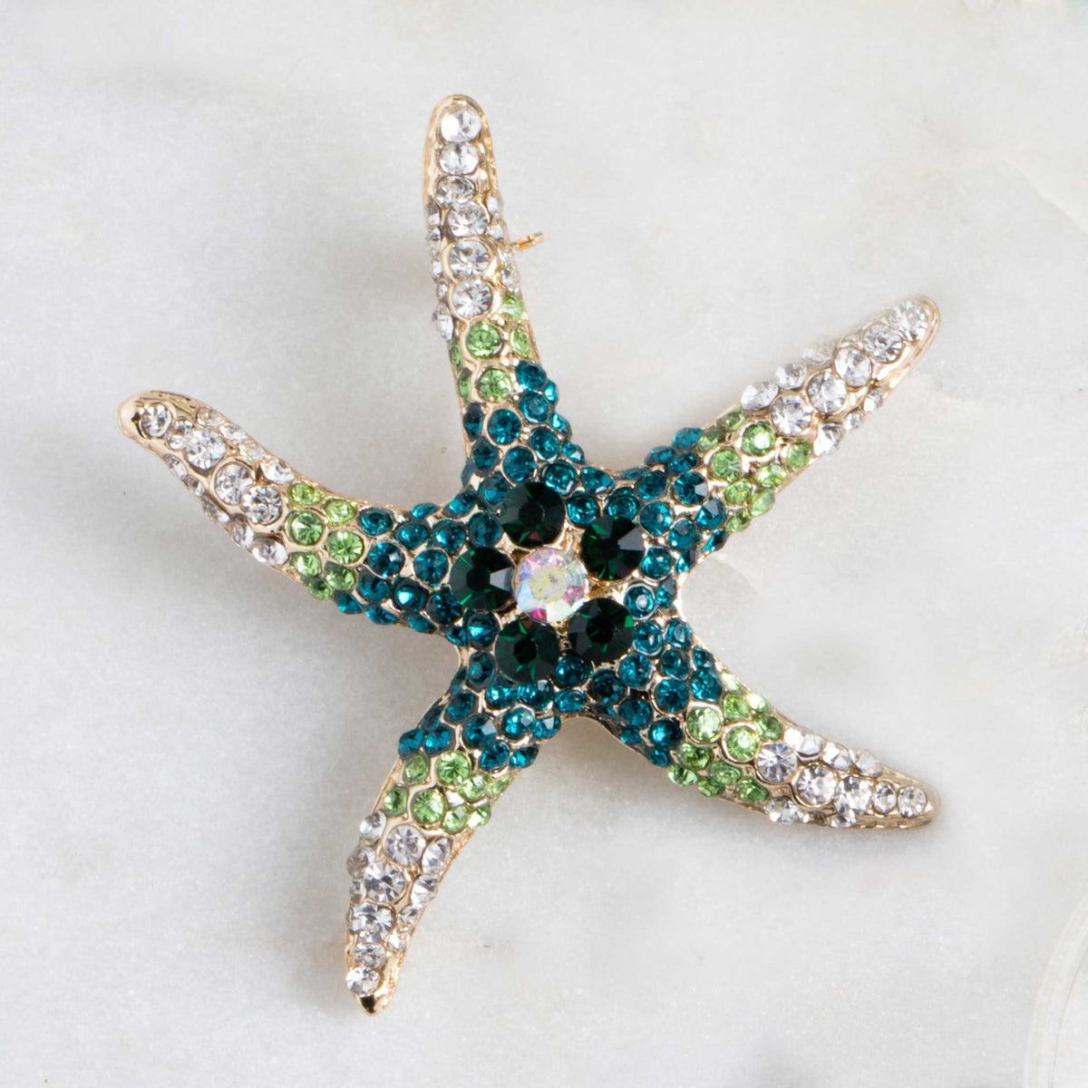 Ombré Jeweled Starfish Brooch by Jewelry Made by Me