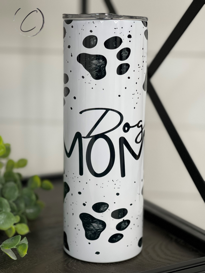 Paw Print Dog Mom 20oz Skinny Tumbler by Amethyst Lily