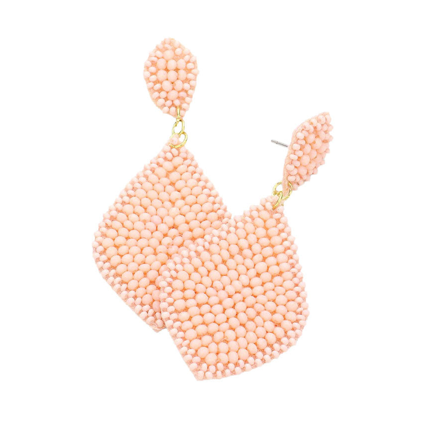 Felt Back Seed Beaded Petal Dangle Earrings by Madeline Love