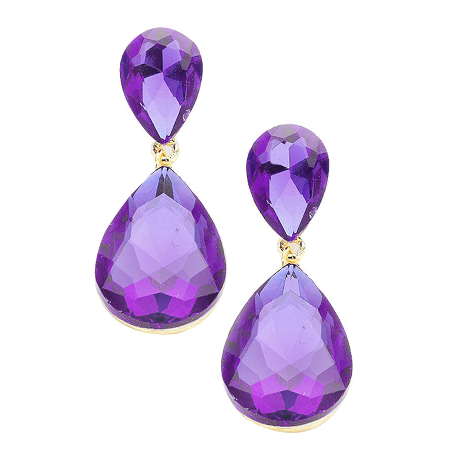 Women's Glass Crystal Teardrop Evening Dangle Earrings by Madeline Love