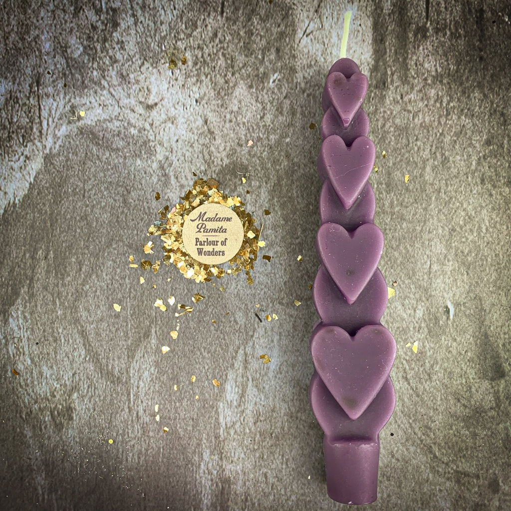 Beeswax Love Spell Heart Taper Candle - Romance & Attraction Magic by Parlour of Wonders