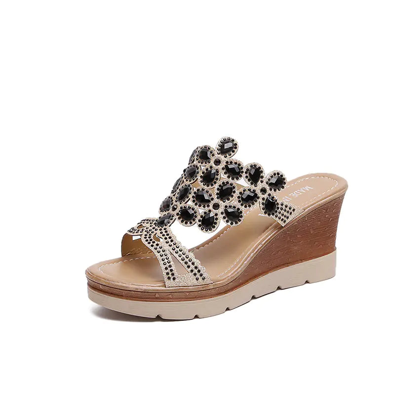 Rhinestone Platform Sandals and Slippers with Heels by Trendy Attic Store01
