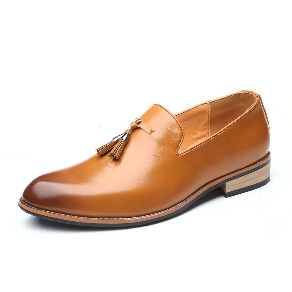 Men's Pointed Toe Leather Dress Shoes - Slip-On Style by Trendy Attic Store01
