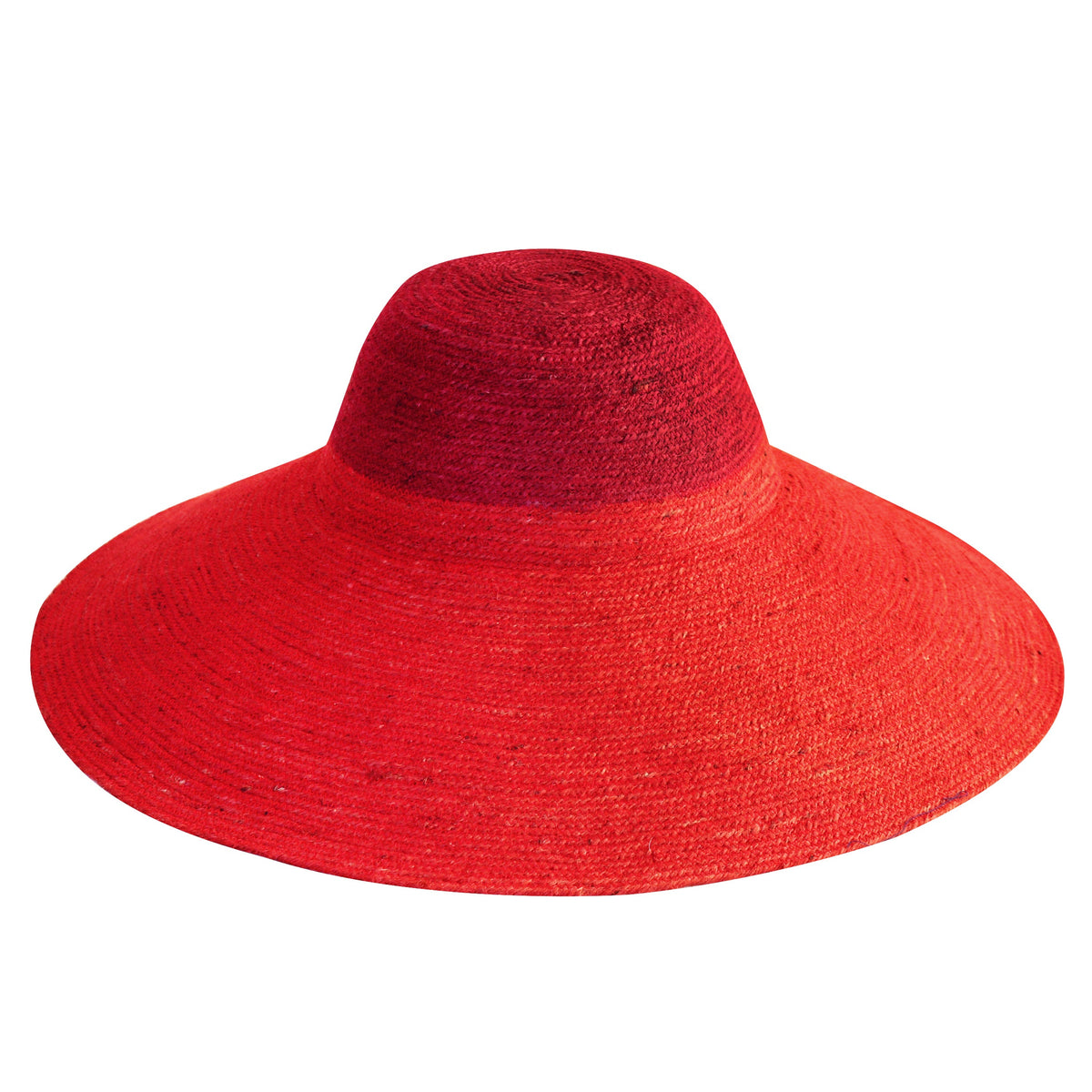 The Riri Duo Jute Straw Hat In Red & Maroon by BrunnaCo