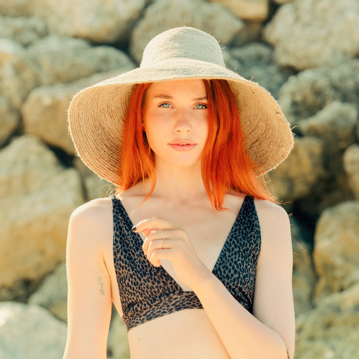 The Riri Jute Handwoven Straw Hat In Beige by BrunnaCo