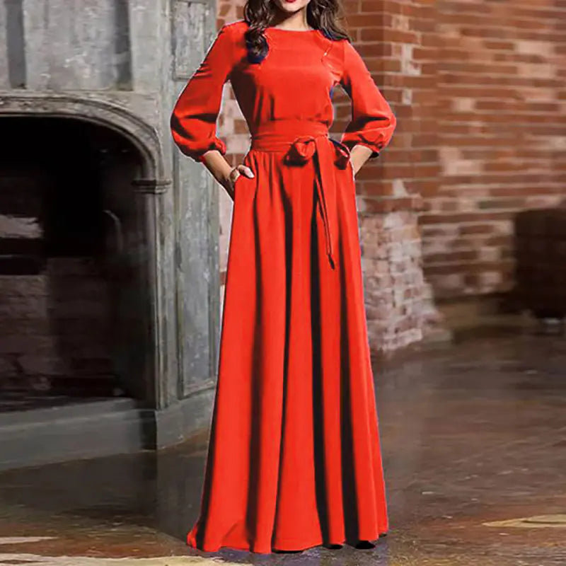 Women's Round Neck Long Dress by Trendy Attic Store01