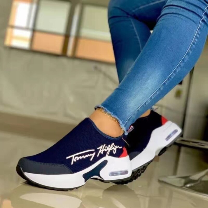 Casual Breathable Wedges Ladies Walking Sneakers Flat Women Shoes by Silver Juneberry