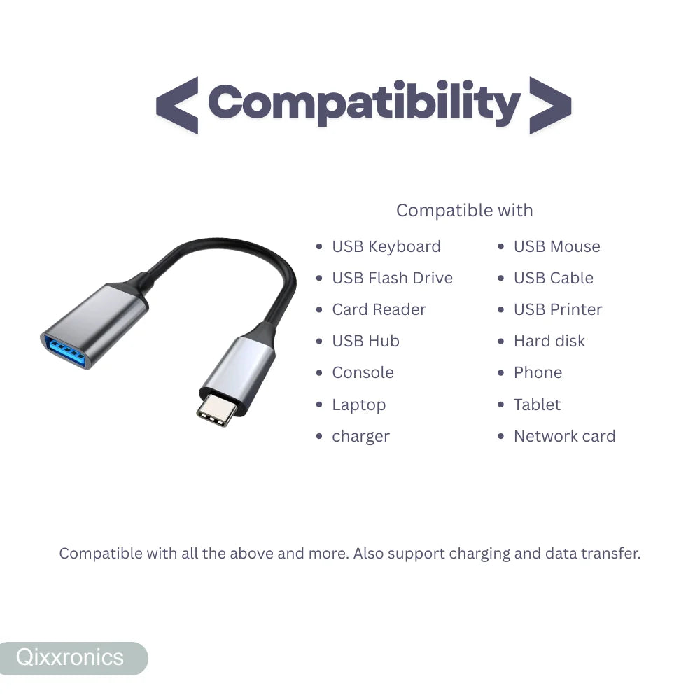 USB to USB-C Adapter with Charging and Data Transfer, Compatible with Apple, Samsung, Chromebook Devices (3 Pack) by FLIPSTYLEZLLC
