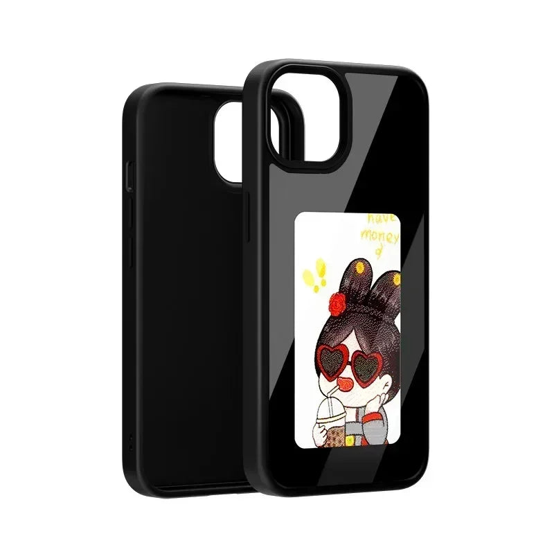 NFC Smart Screen Projection E Ink Painting Picture Phone Case For iPhone 17Pro Max 16 15 14 13 12Pro Cartoon Cover Battery Free by FLIPSTYLEZLLC