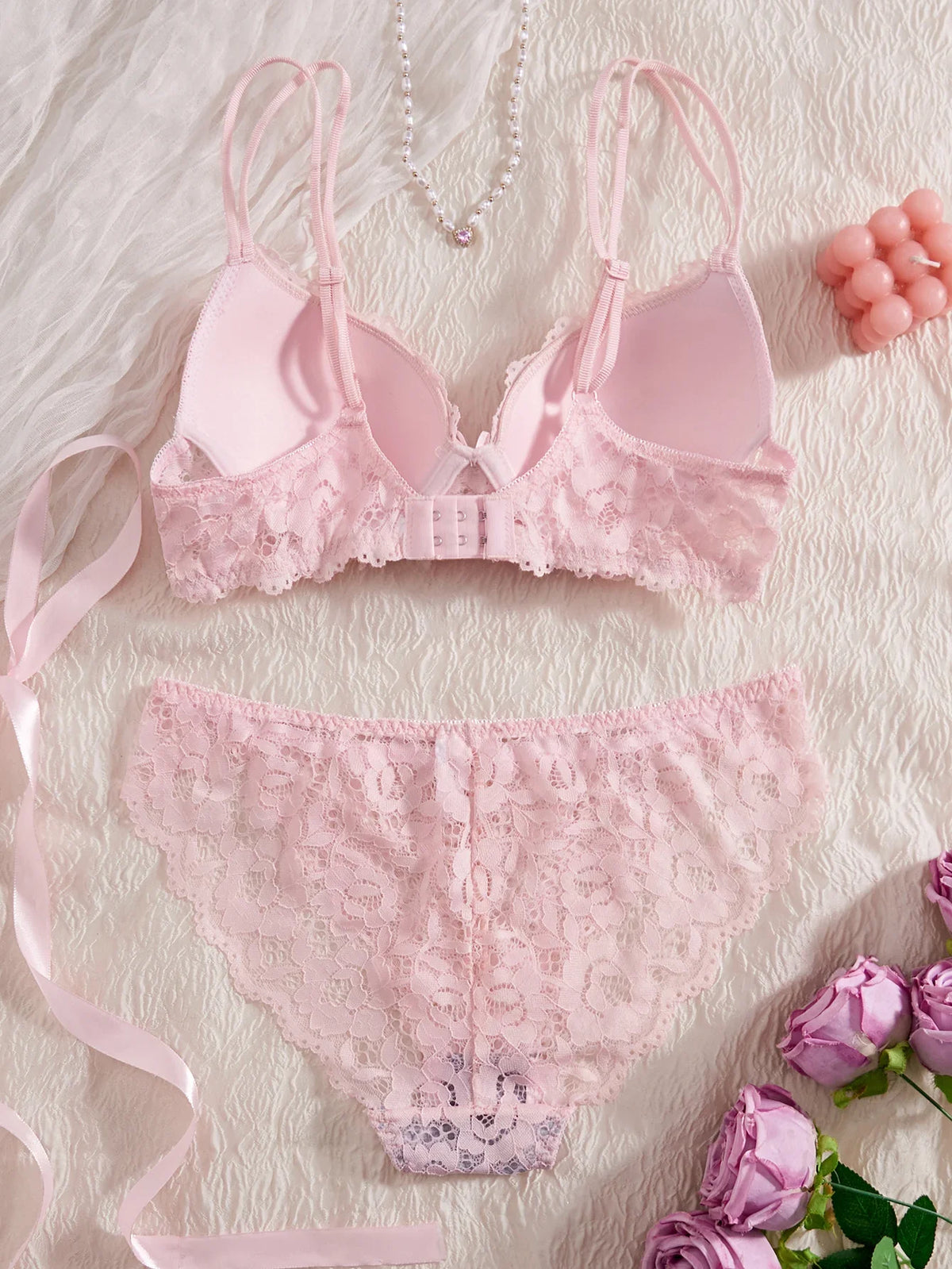 Single of Women's Underwear Set Sexy Lace Patchwork with Push Up Bra Romantic Sheer Women's Panties by Ladyez