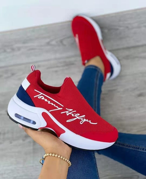 Casual Breathable Wedges Ladies Walking Sneakers Flat Women Shoes by Silver Juneberry
