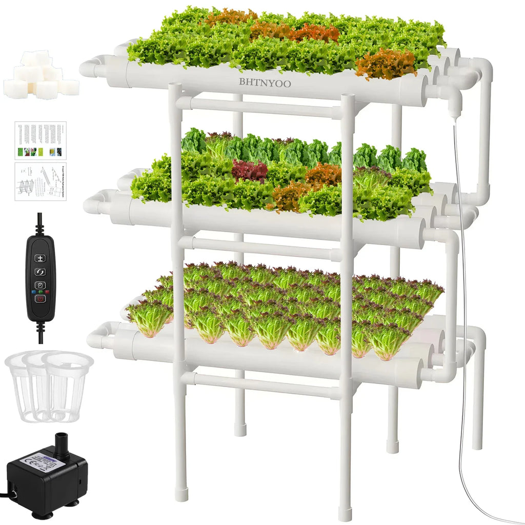 3-Layer/108 Sites Hydroponics Growing System Kits PVC Pipe Soilless Cultivation Garden Vegetables Herbs Planting Tools by FLIPSTYLEZLLC