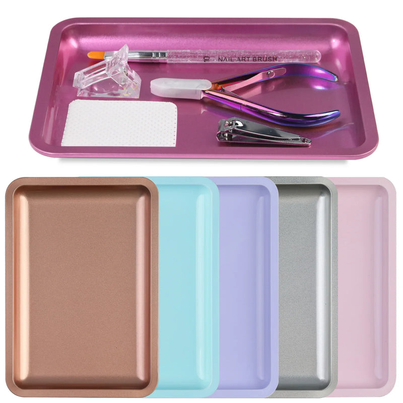 1PC Square Stainless Steel Cosmetic Storage Tray Nail Art Manicure Plate Tweezers Clippers Pens Container False Nails Dish Tools by AliExpress