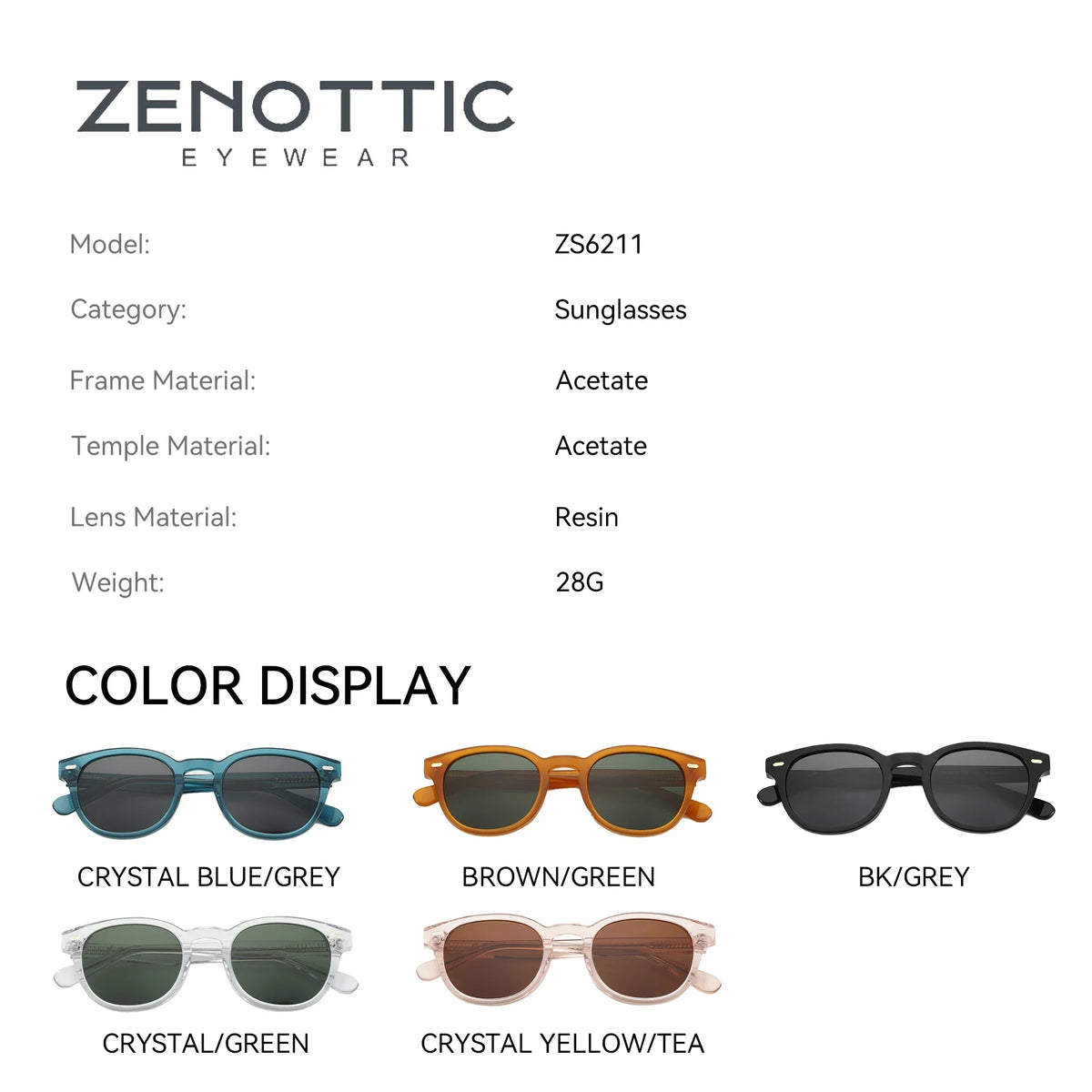 ZENOTTIC Classical High-quality Acetate Polarized Sunglasses Unisex UV400 Protection Shade Retro Round Sun Glasses ZS6211 by FLIPSTYLEZLLC
