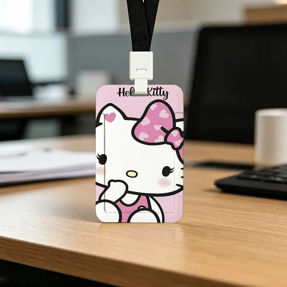 Cute Cat H-Hello K-Kitty NFC Contactless Sliding Card Sleeve For Student Cards, Bus Cards, ID Cards, And Work Permits by FLIPSTYLEZLLC
