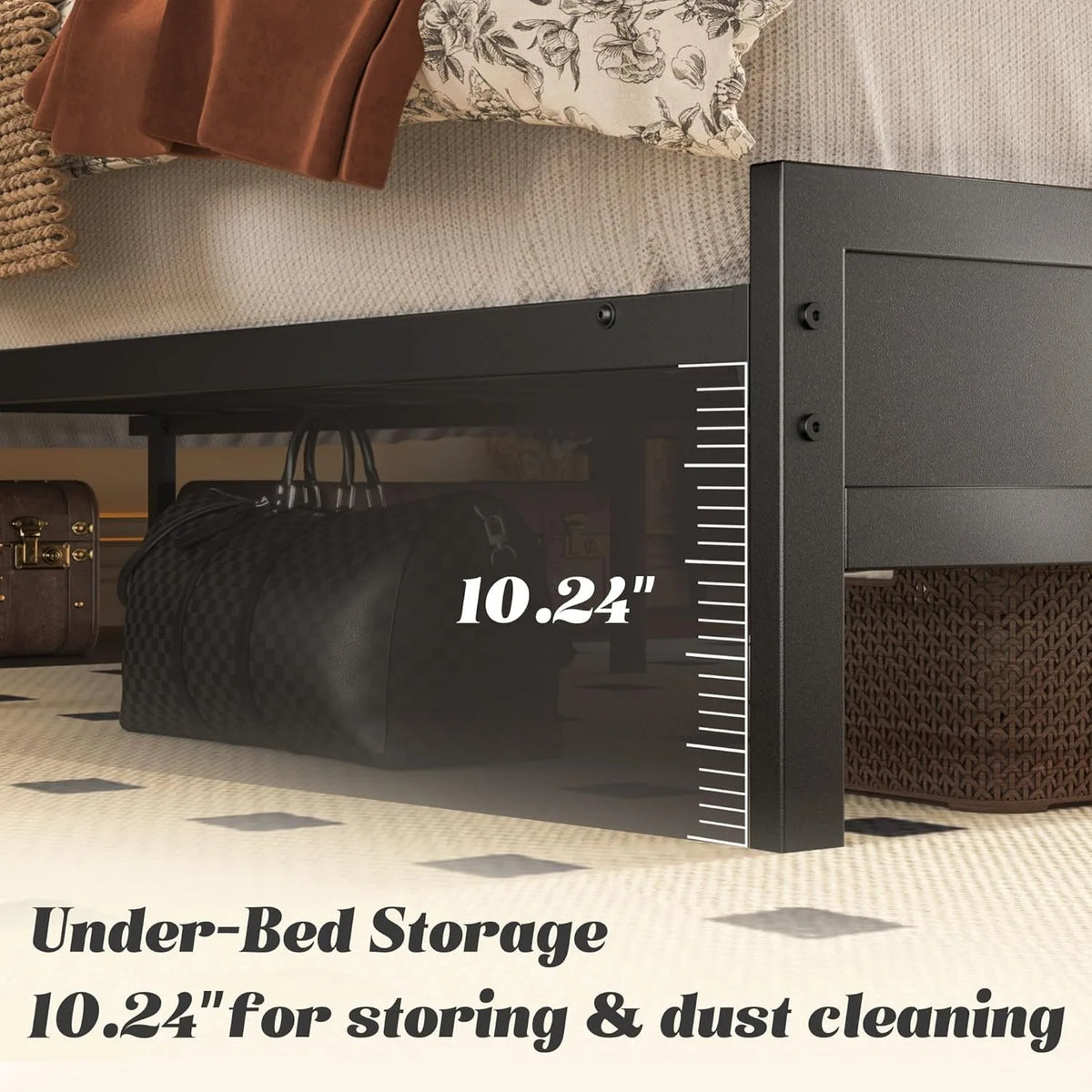 Fluest Queen Bed Frame with Headboard & Footboard, Bed Frame with Built-in Charging Station LED Light, Storage Shelf，Customized by FLIPSTYLEZLLC