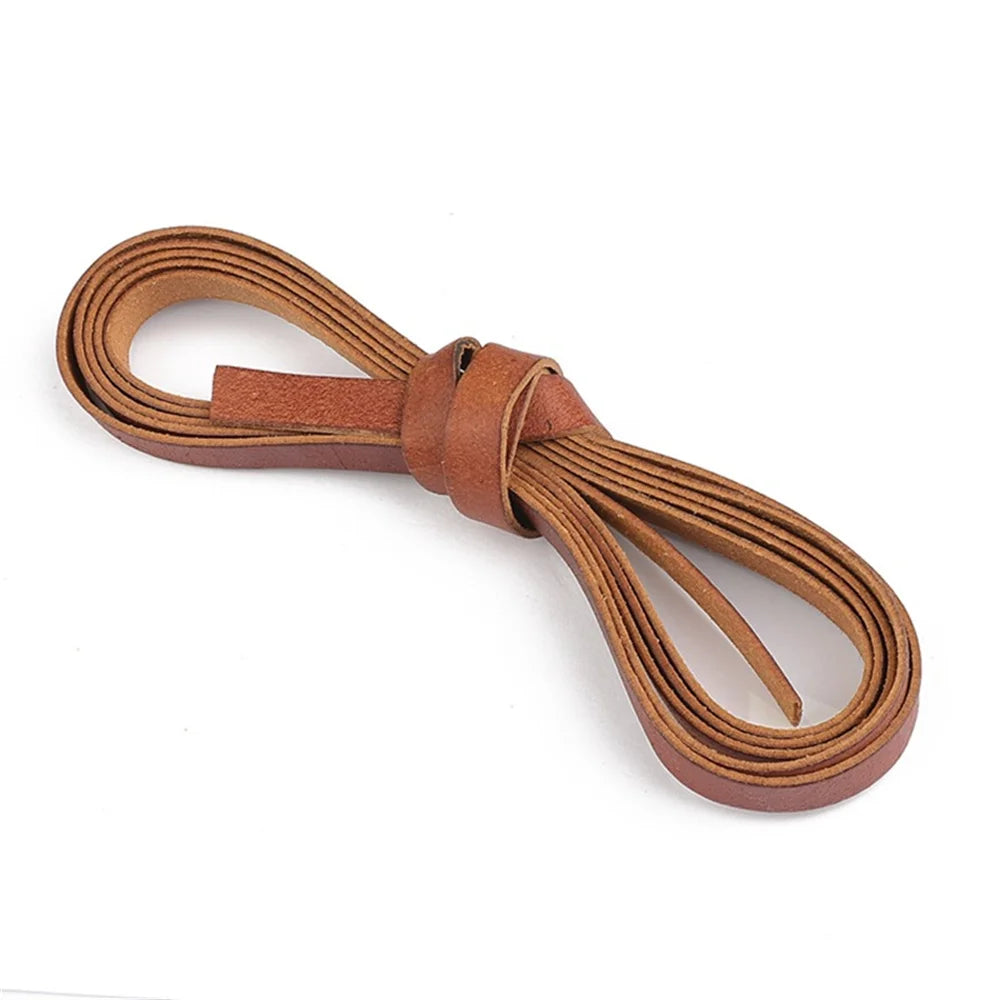 2m Vintage Cowhide Leather Cord Strip Round/Flat Rope String DIY by AliExpress