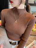 Elegant Solid Basic Knitted Tops Women Turtlneck Sweater Long Sleeve Casual Slim Pullover Korean Fashion Simple Chic Clothes by Urban Fashion Icon