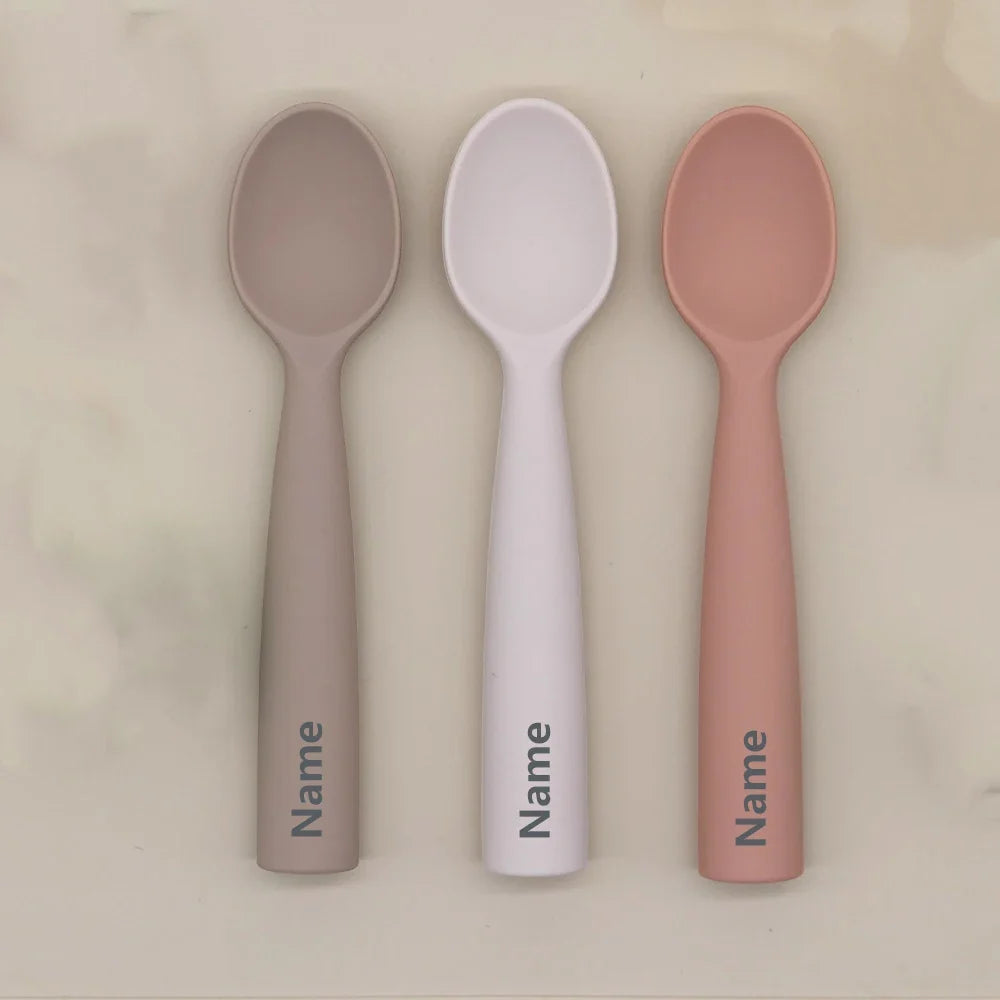 Silicone Spoon Personalized Custom Name Silicone Material Soft Spoon Baby Practice Use Suitable by FLIPSTYLEZLLC