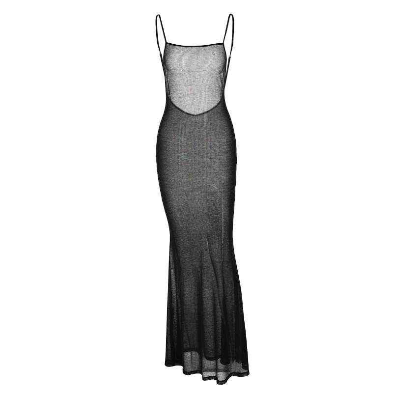 Spaghetti Strap Square Collar Sleeveless Maxi Dress Skinny by nowadaysfashion