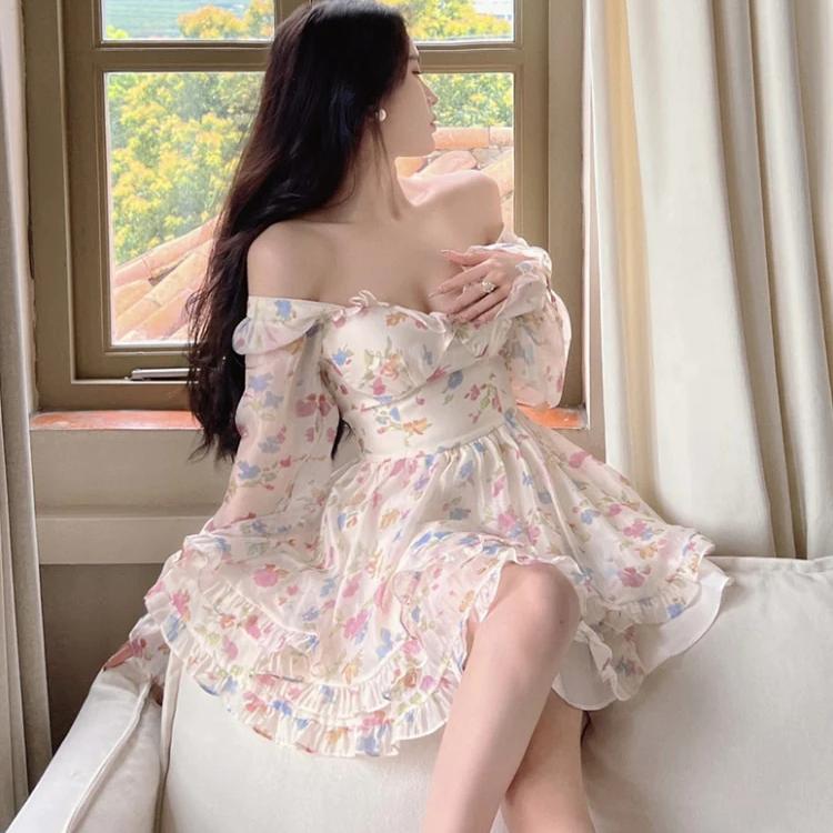 Floral Chiffon Dress by Kore Kawaii