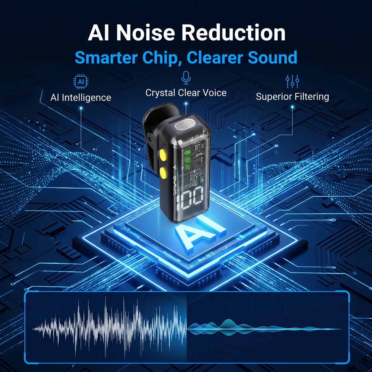 Wireless Lavalier Microphone, AI Noise‑Reduction Lapel Mic With Charging Case, Plug‑and‑Play for iPhone Android Vlog Live Stream by FLIPSTYLEZLLC