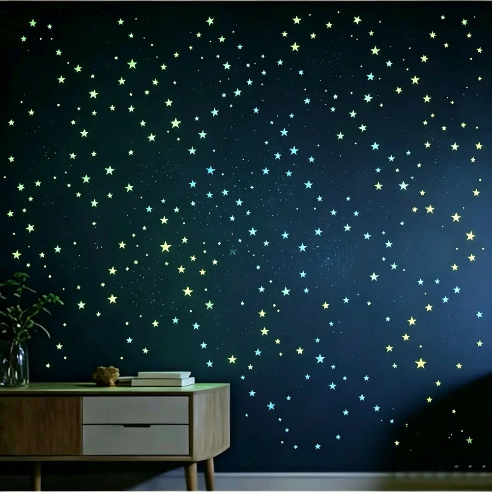 100Pcs Multicolored Little Stars Luminous Wall Stickers Kids Room Decoration Glow In The Dark Decals DIY Star Home Decor Paster by FLIPSTYLEZLLC