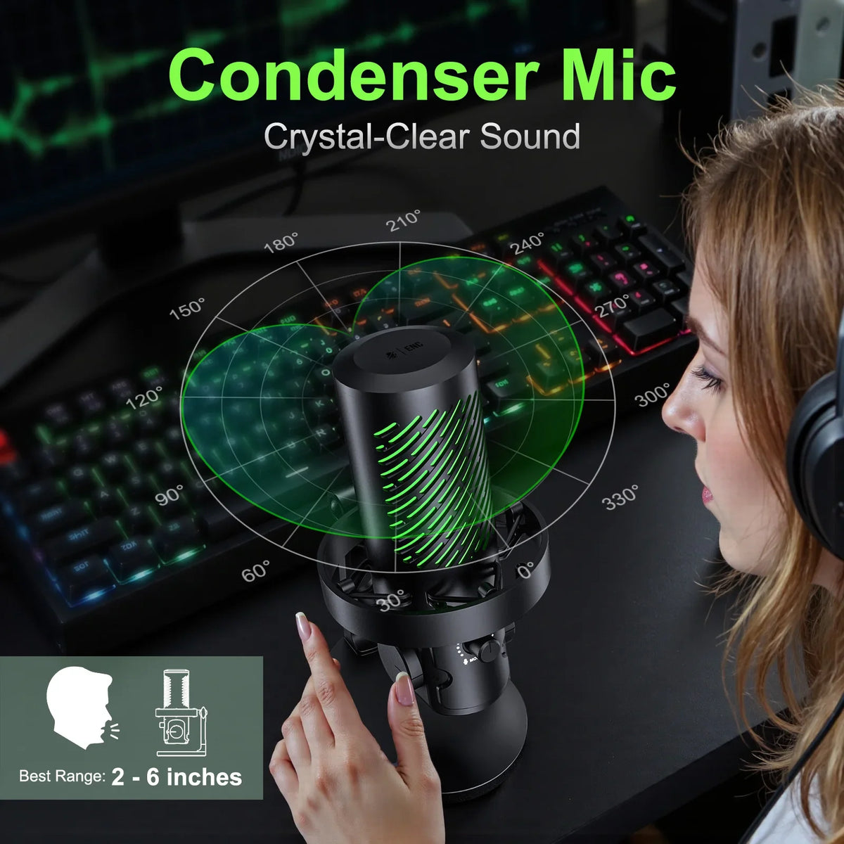 Tenlamp RGB USB Streaming Microphone, Professional Condenser Mic for PC Mac, Gaming Audio Equipment for Laptop Desktop Recording Podcasting YouTube Vlog Live Streaming Studio by FLIPSTYLEZLLC