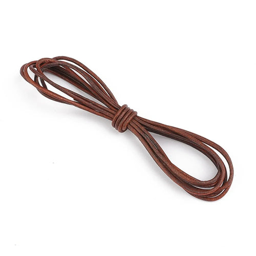 2m Vintage Cowhide Leather Cord Strip Round/Flat Rope String DIY by AliExpress