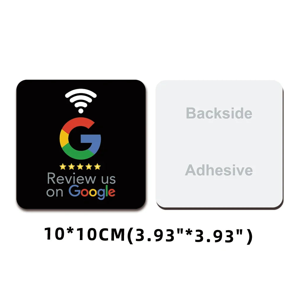 NFC Station table Tag 13.56Mhz programmable Compatible Google Review Card NFC Reviews display bending Card Acrylic Table Sticker by FLIPSTYLEZLLC