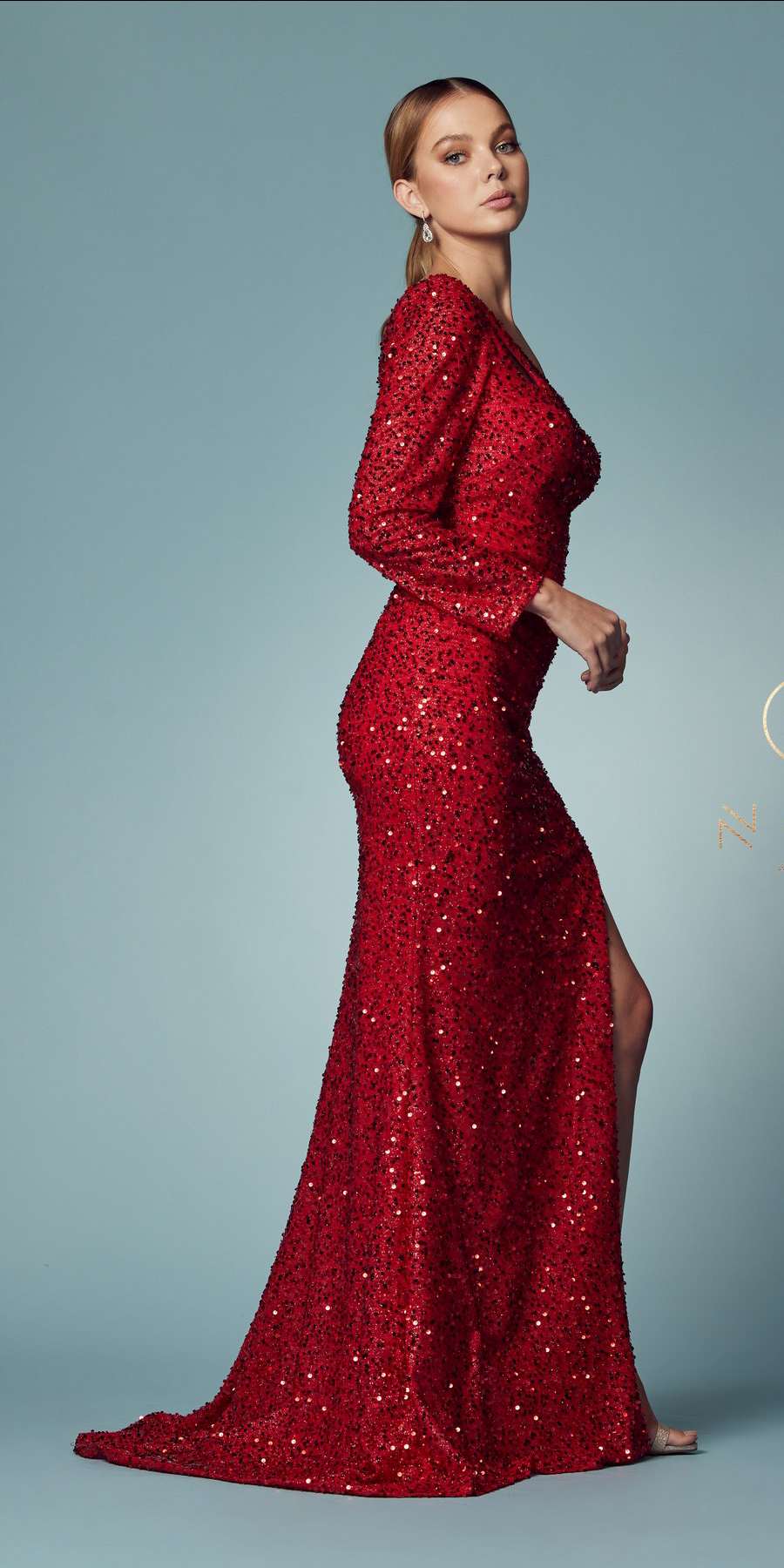 Nox Anabel S1013 One Sleeve Shoulder Strap Sequins/Beading Fitted Gown by DiscountDressShop