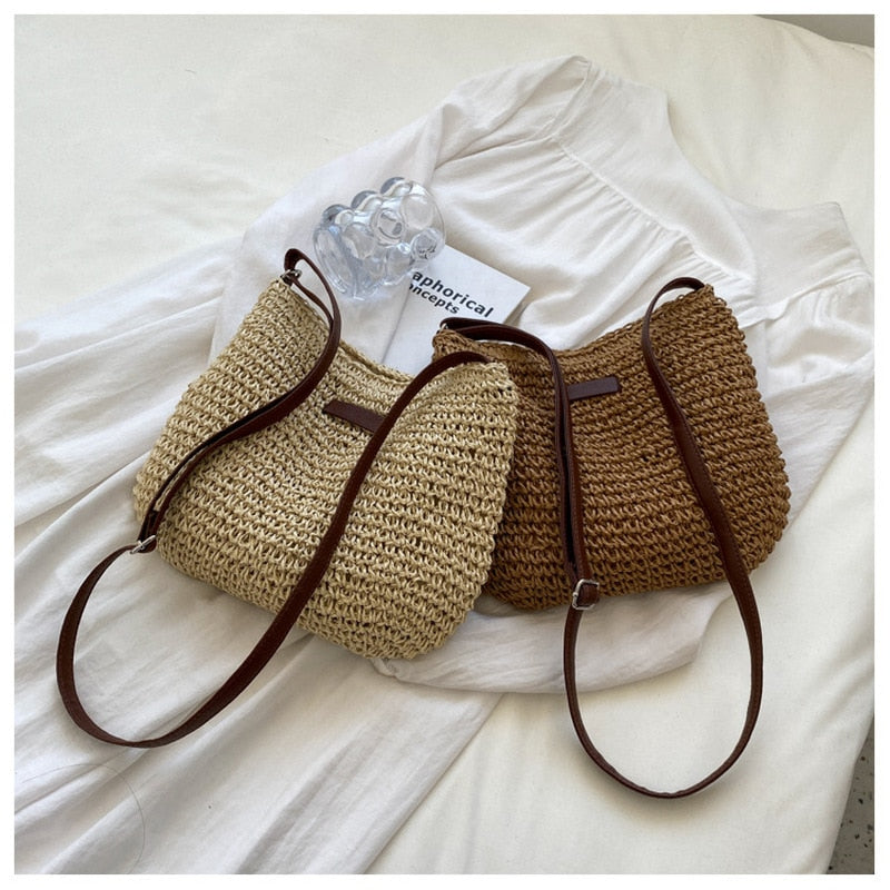 Casual Summer Shoulder Straw Bag by Yellow Pandora