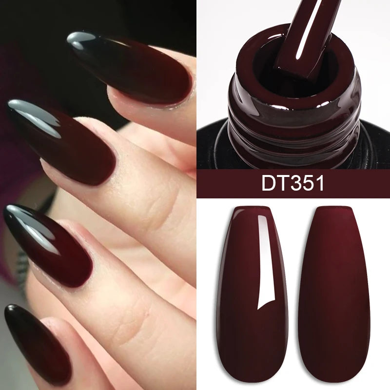 MEET ACROSS 7ml Red Gel Nail Polish Crystal Semi Permanent Soak Off UV Gel Varnish Nail Art Manicure Base Matte Top Coat Vernis by AliExpress